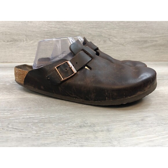 Birkenstock Boston Oiled Mens Brown Leather Slip-On Closed Toe Mule Sz 12 - Picture 1 of 9